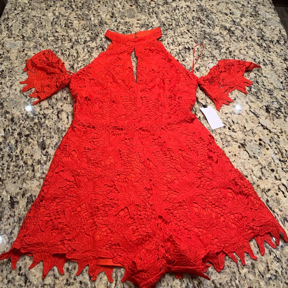 ASTR the Label Lace Red Lolita Romper  NWT